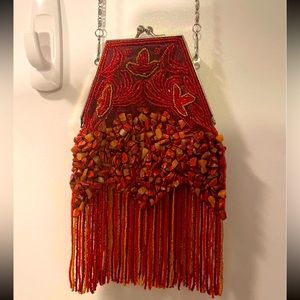 Gorgeous Vintage Beaded Clutch with Chain